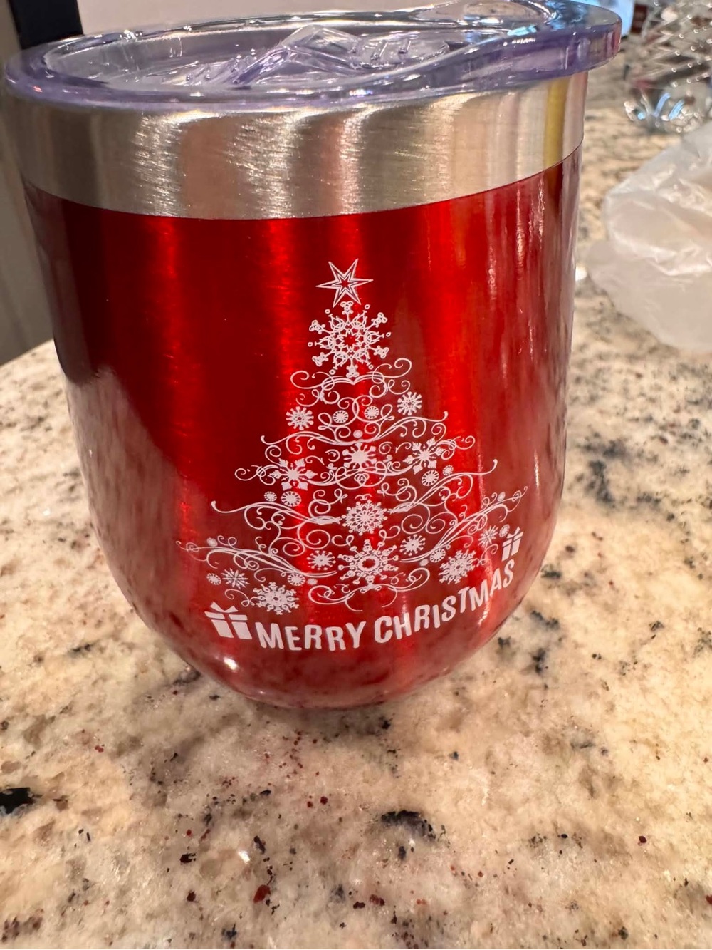 Holiday Red Merry Christmas Insulated Tumbler NEW IN BOX